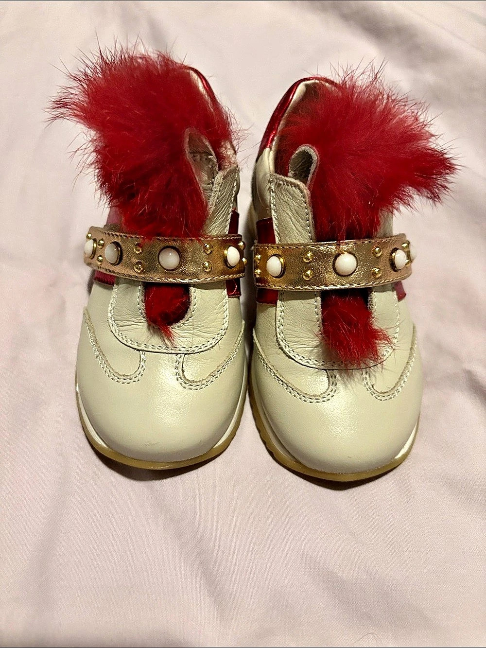 Fendi Kids Feather Studded Dress Shoes US 2